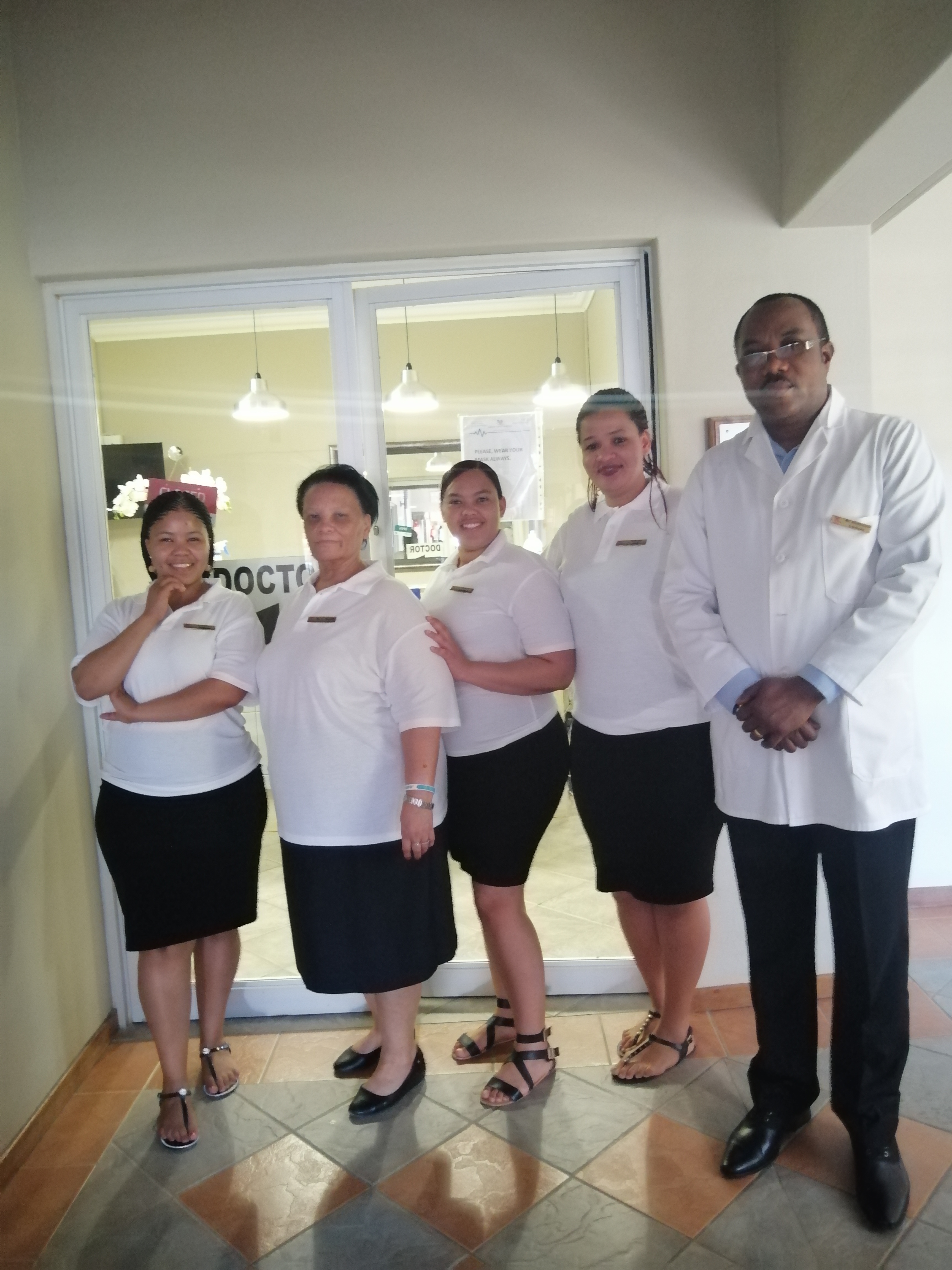 Hardap Family Practice team at reception entrance